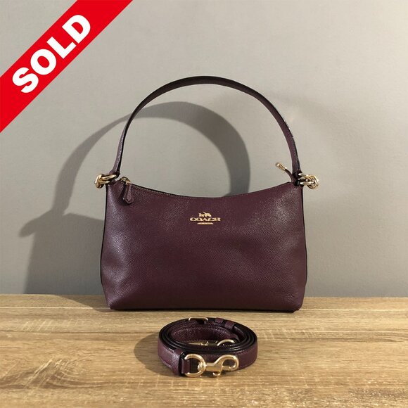 Coach Lewis 80058 Raspberry Crossgrain Leather Shoulder Crossbody Bag - Picture 1 of 16